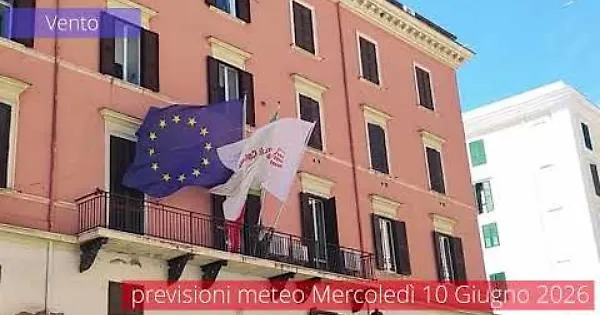 Previsioni del tempo di mercoledì 10 Giugno 2026