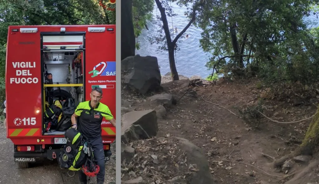 Incidente al Lago di Albano: scivola prima di fare il bagno e rimane ferita, salvata dai Vigili del Fuoco